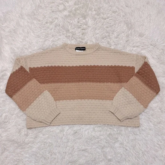 A Knitch Above Sweater Knit Sweater Striped Sweater Wavy Sweater Neutral Sweater - Picture 1 of 5